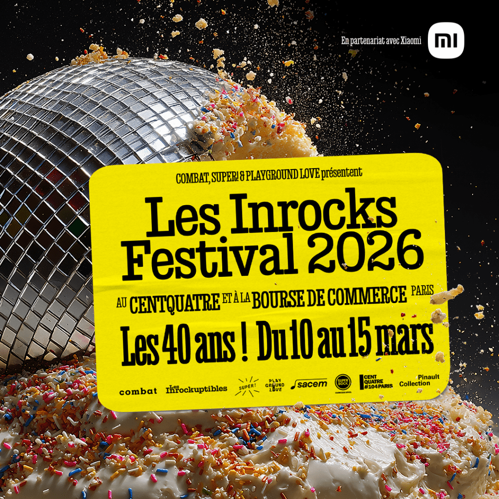 Visuel du festival 2026 des Inrocks avec une boule à facettes en arrière-plan